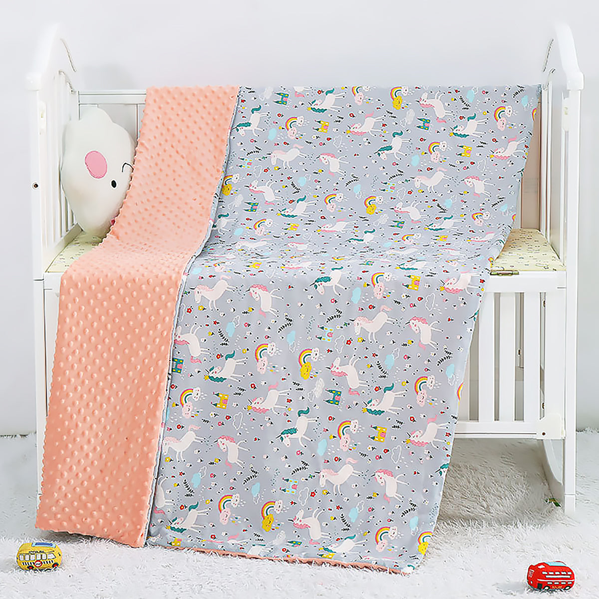 Cartoon Baby Soothing Pea Blanket Dual Sided Soft Nursery Stroller Blanket-7