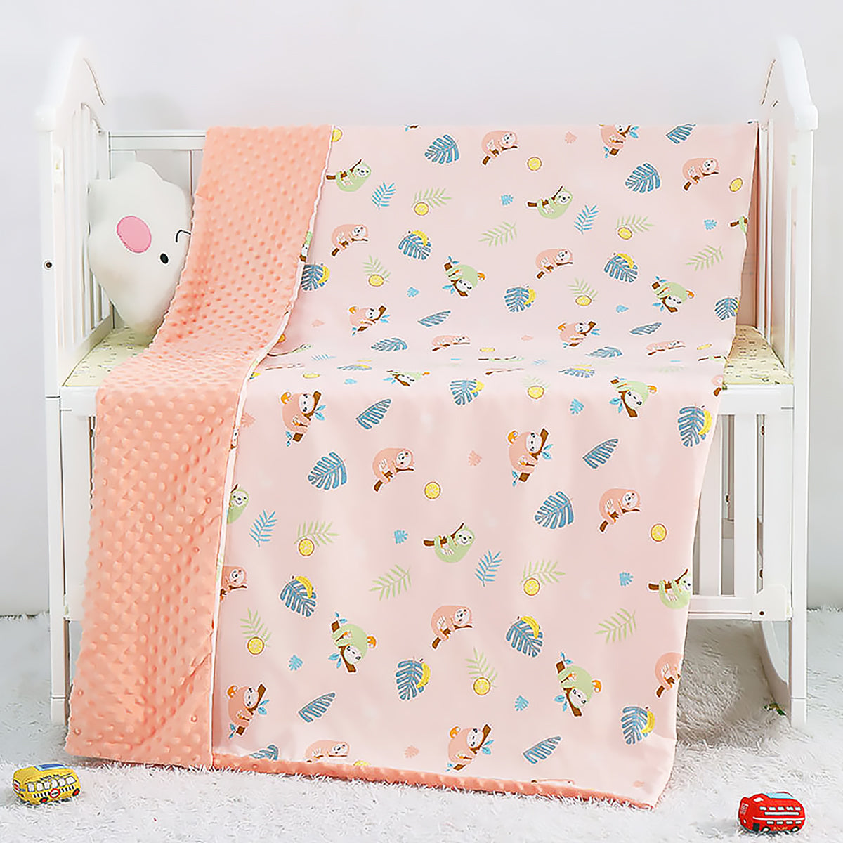Cartoon Baby Soothing Pea Blanket Dual Sided Soft Nursery Stroller Blanket-9