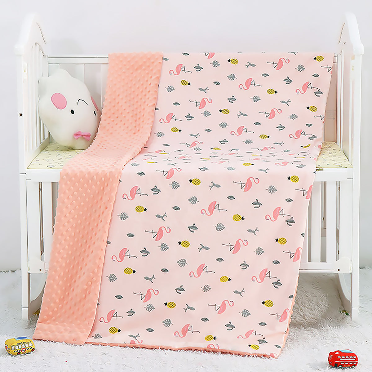 Cartoon Baby Soothing Pea Blanket Dual Sided Soft Nursery Stroller Blanket-4