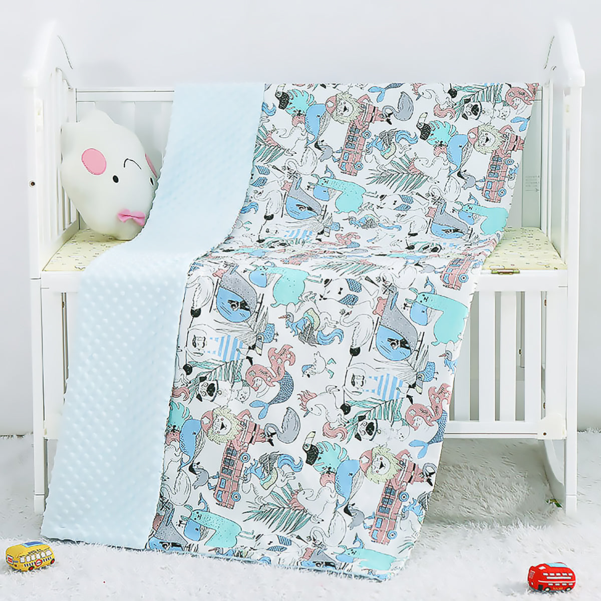 Cartoon Baby Soothing Pea Blanket Dual Sided Soft Nursery Stroller Blanket-5