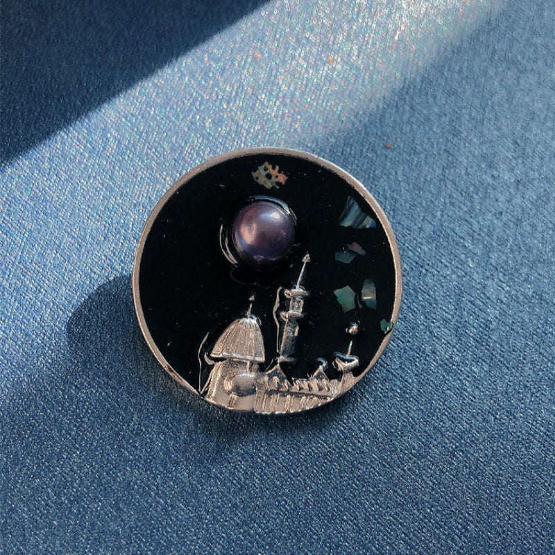 Mode Vintage Florence Perle Emaille Brosche