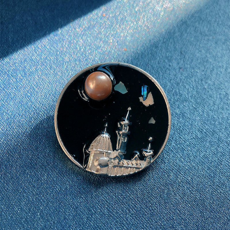 Mode Vintage Florence Perle Emaille Brosche