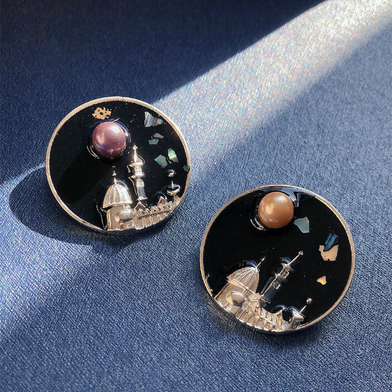 Mode Vintage Florence Perle Emaille Brosche