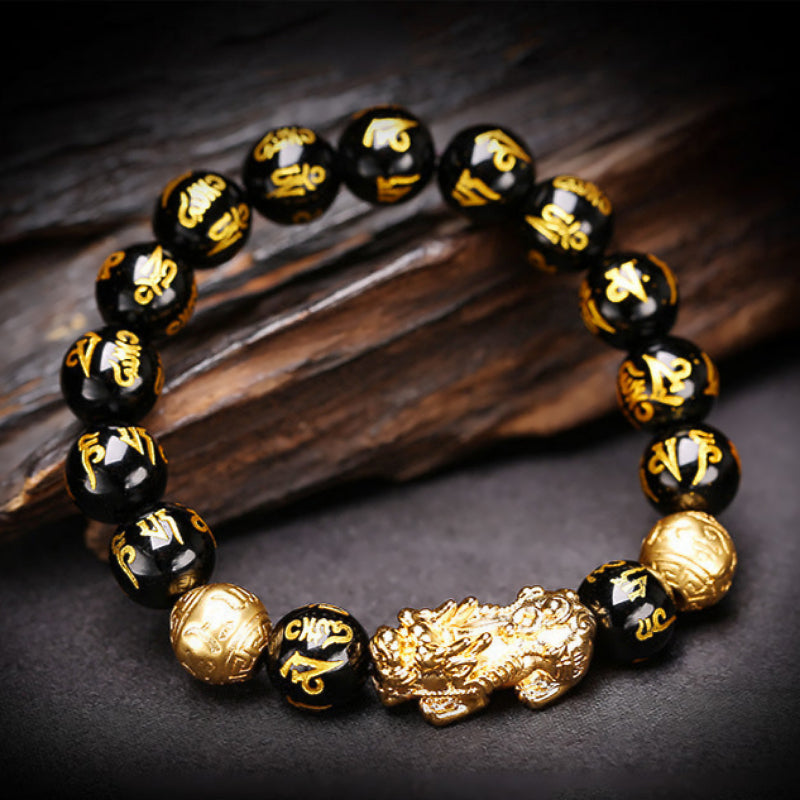 Black Obsidian Pixiu Fortune Elemental Balance Bracelet