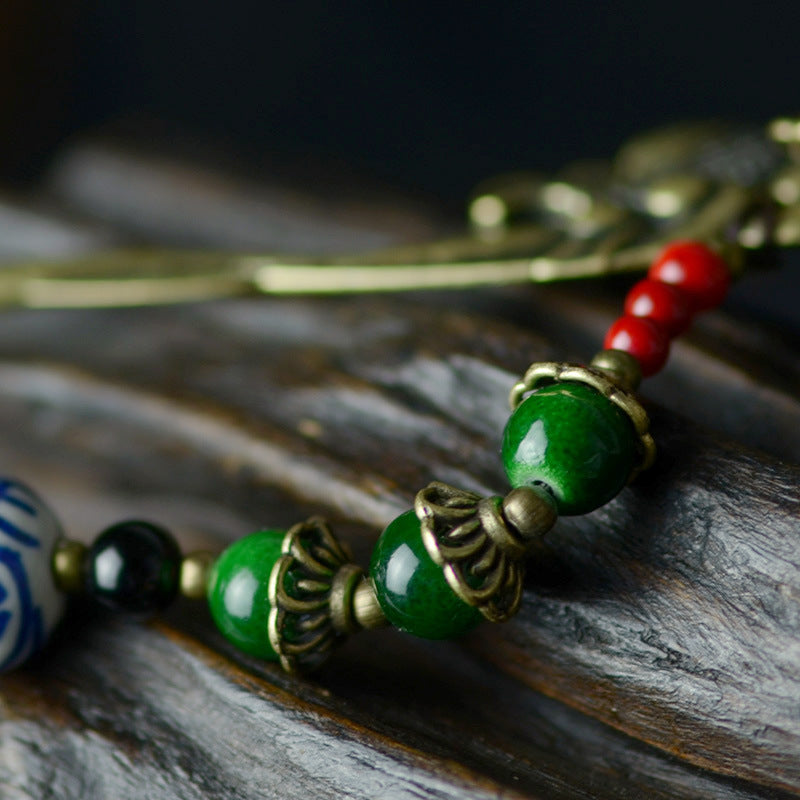 Ethnische Haarnadel für Frauen Bronze Fisch Blume Stick Charme