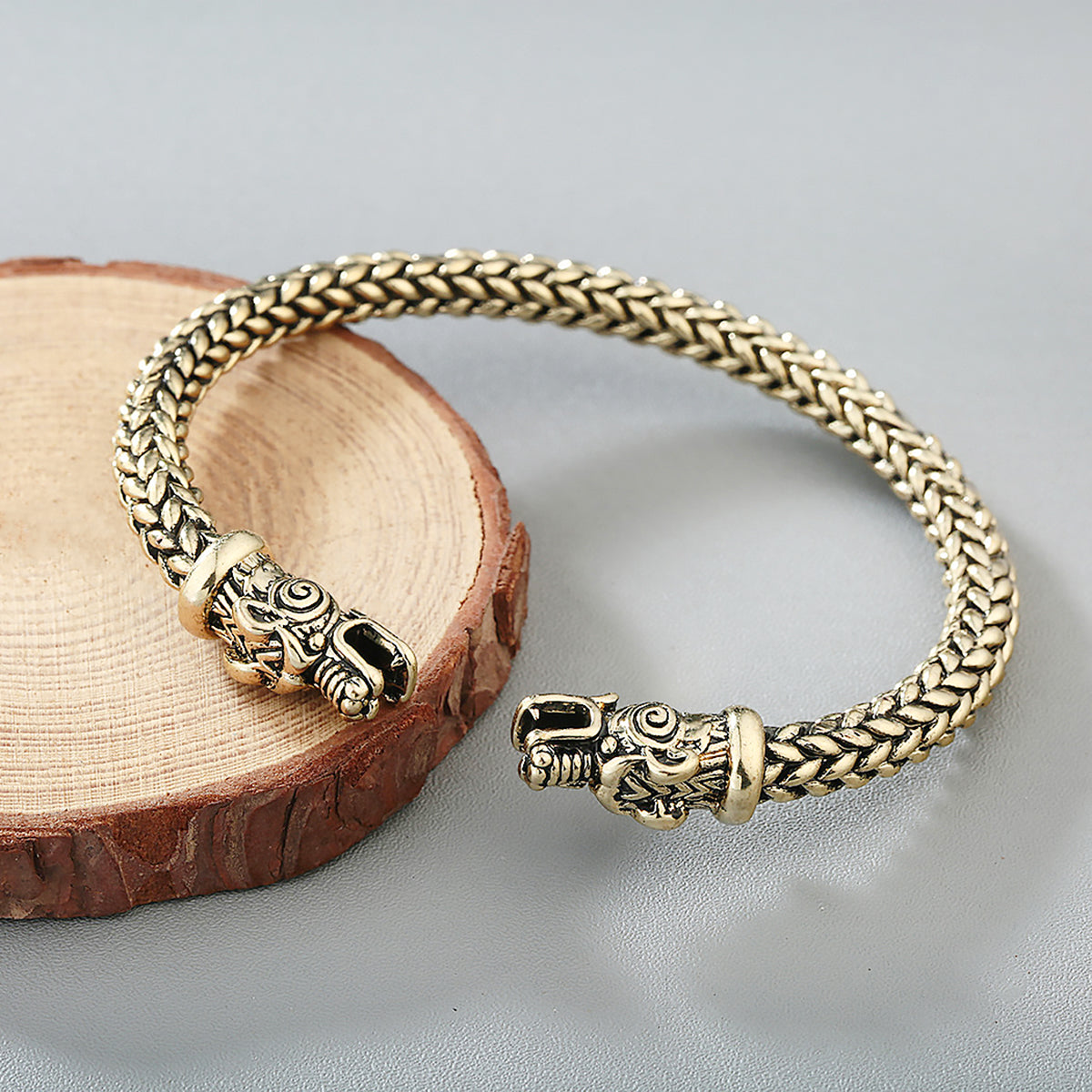 Dragon Head Cuff Bracelet for Men Vintage Metal Bracelet Gift for Him-3