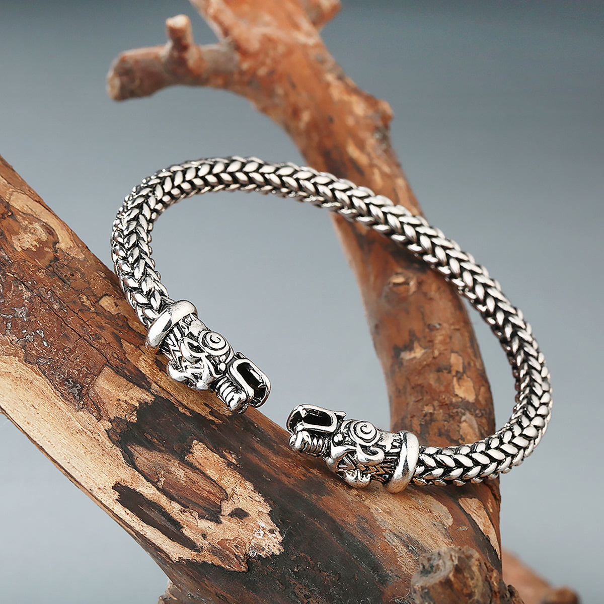 Dragon Head Cuff Bracelet for Men Vintage Metal Bracelet Gift for Him-4