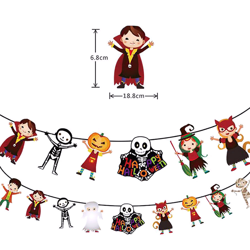 Halloween Bunting Banner Party Decorations with Bat Ghost Witch Pumpkin Cat Designs-7