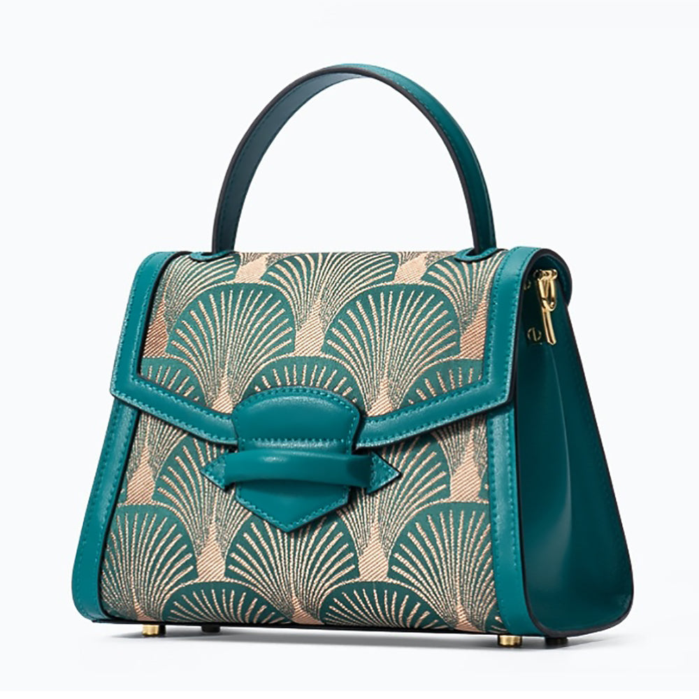 Embroidered Genuine Leather Handbag Chinese Style Purse-3