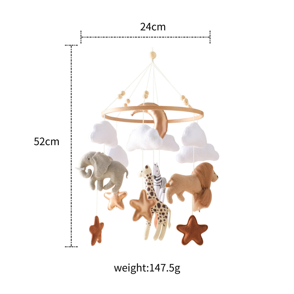 Crib Animal Cloud Moon Bed Bell Hand-eye Coordination Decoration Wind Chimes