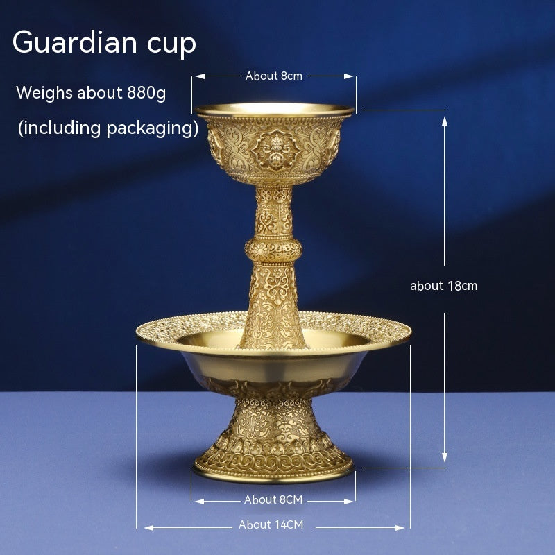 Tibetan Dharma Protector Cup Eight Auspicious Carved Tribute Cups