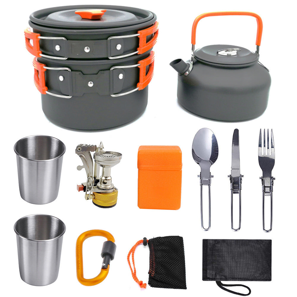 Outdoor Camping Cookware Kit Travel Tableware Picnic BBQ Equipment