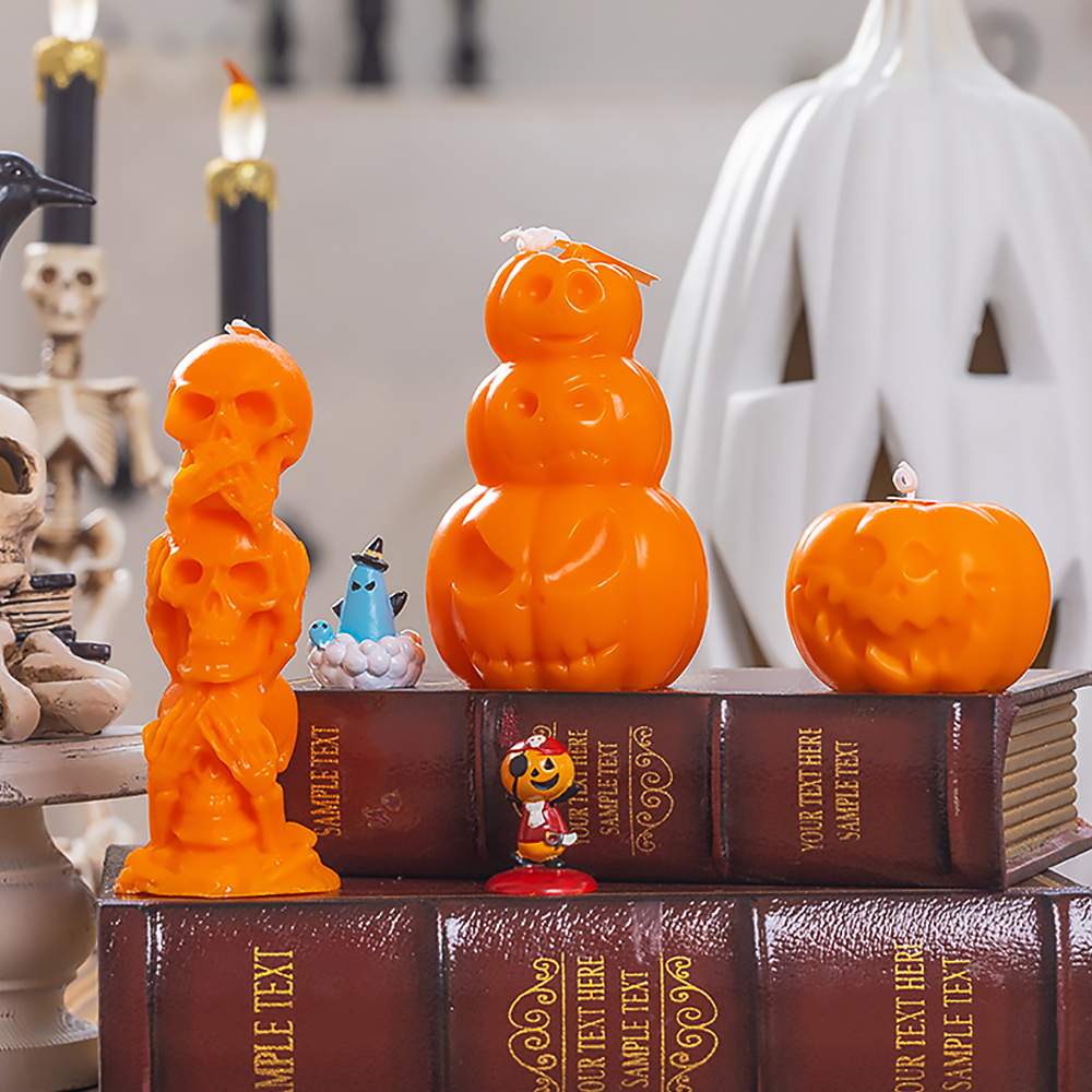 Halloween Pumpkin and Skull Aromatherapy Candle-0