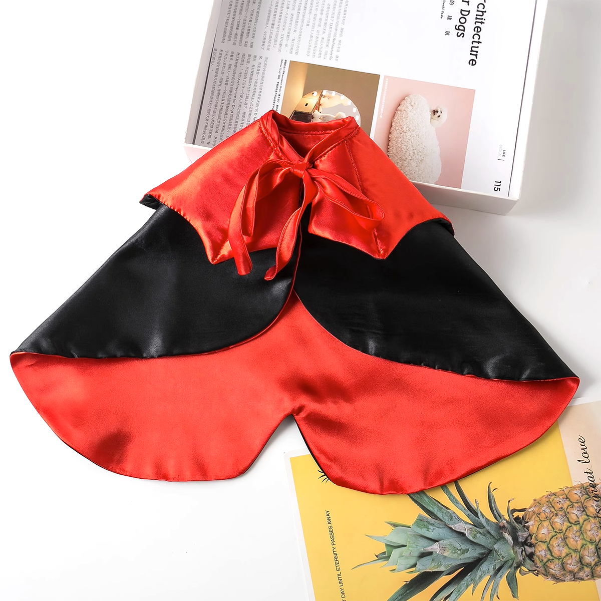 Halloween Reversible Pet Costume for Cats and Dogs Black Red Cape-2