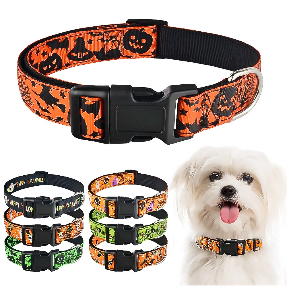 Halloween Cartoon Pattern Pet Collar for Dogs and Cats