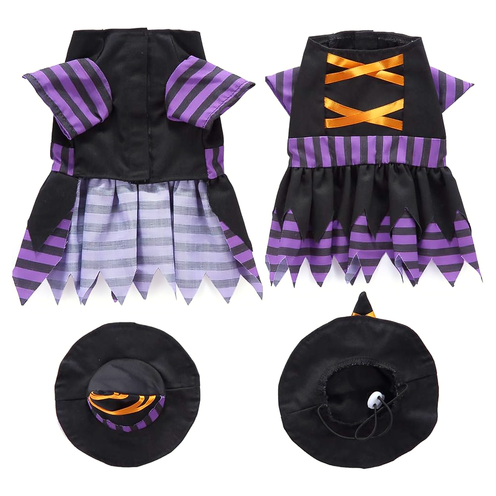 Halloween Witch Pet Costume Purple Dress for Dogs and Cats-5