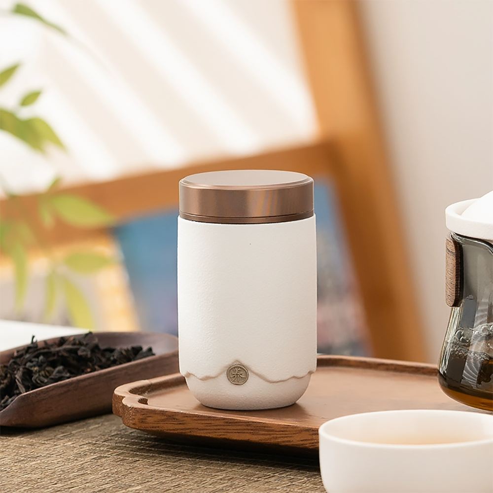 High End Ceramic Mini Tea Caddy Gift Box Porcelain Storage Jar-2