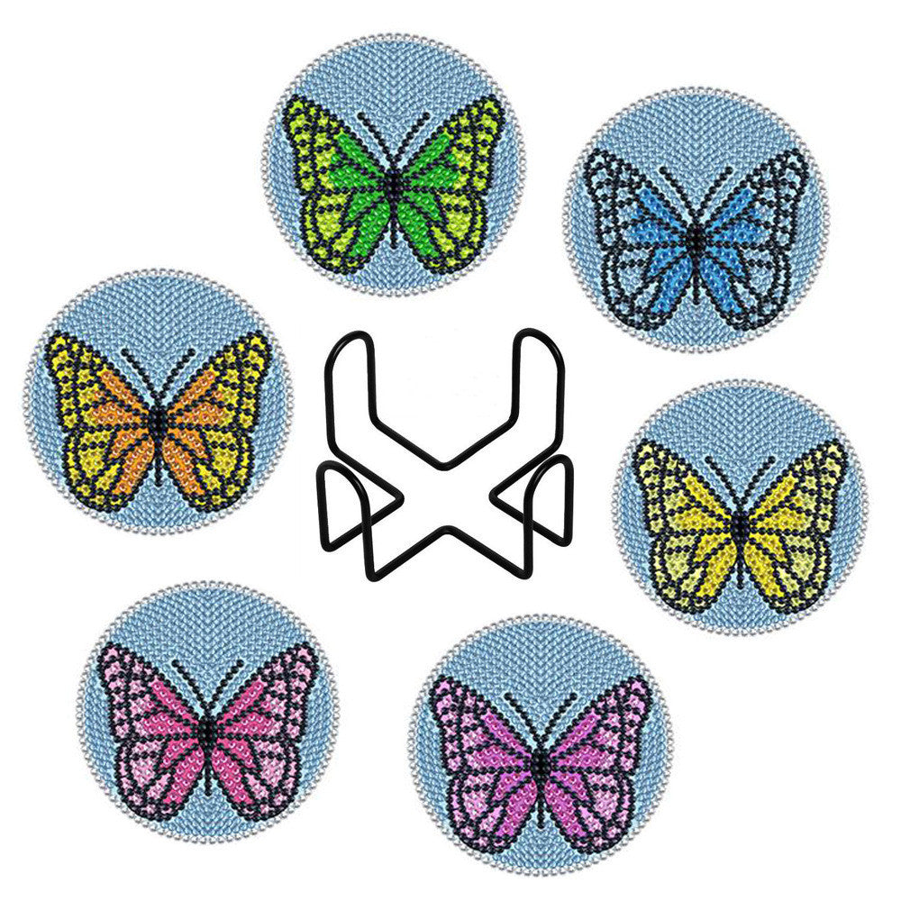 Ocean Series Diamond Painting Coaster Coaster Set Strasssteine Holz Tischplacemat mit Rack für Wohnkulturküchenzubehör