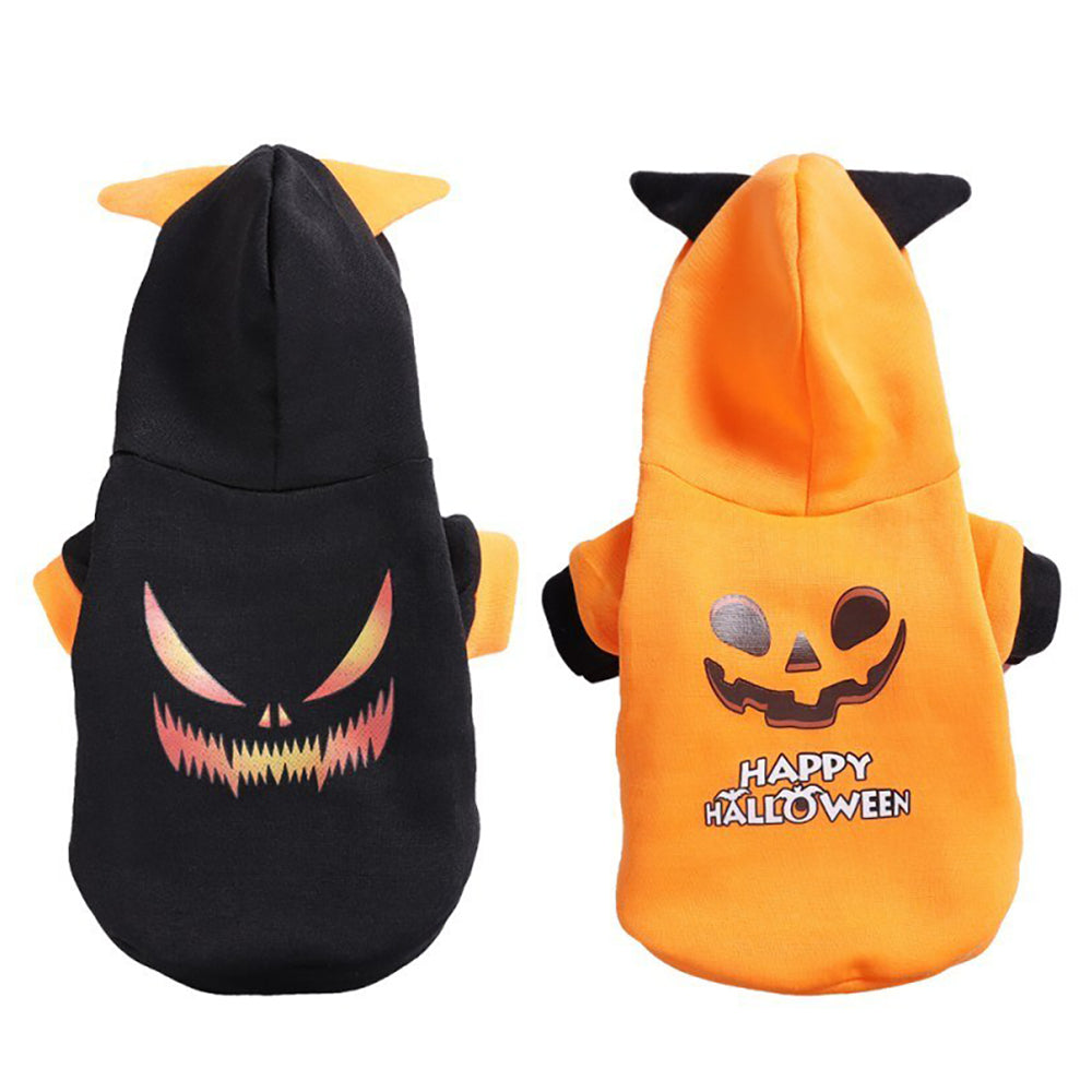 Pumpkin Dog Hoodie Halloween Outfit Black Orange Cozy Fleece-1