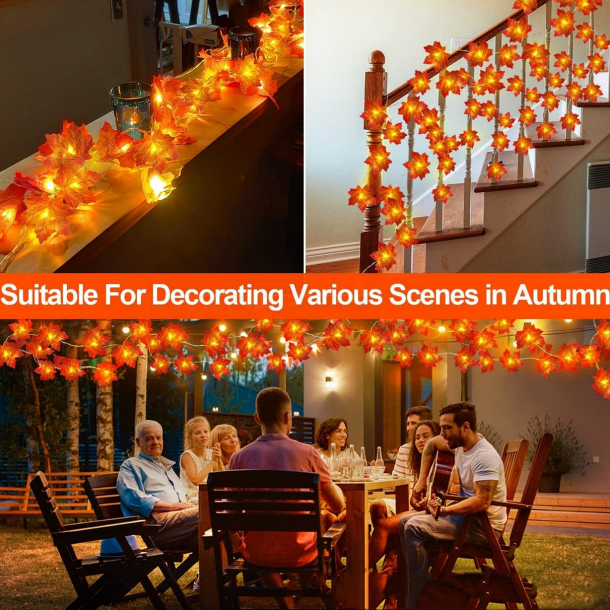 Maple Leaf Vine Garland for Thanksgiving & Fall Home Decor-2