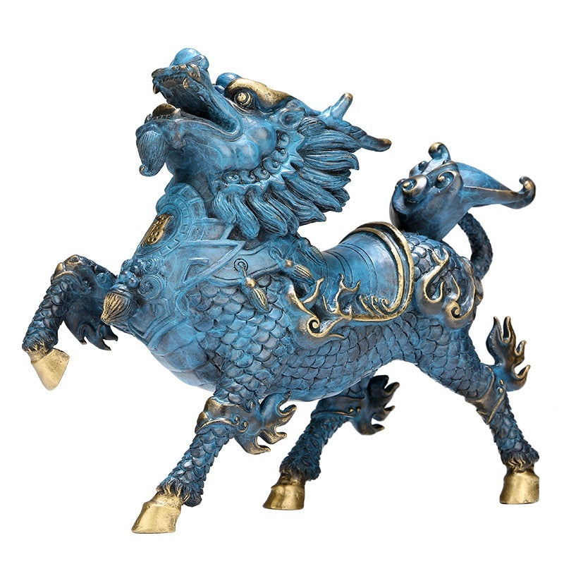 Wind and Fire Kirin Wealth Attracting Ornament Full Copper Home Decoration