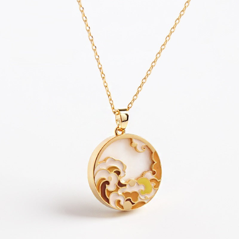 High-End-Design Light Luxus Emaille Vintage Halskette für Frauen