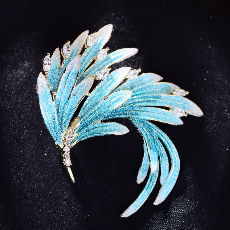 Enamel Phoenix Brooch with Zircon Inlay for Women and Men-4