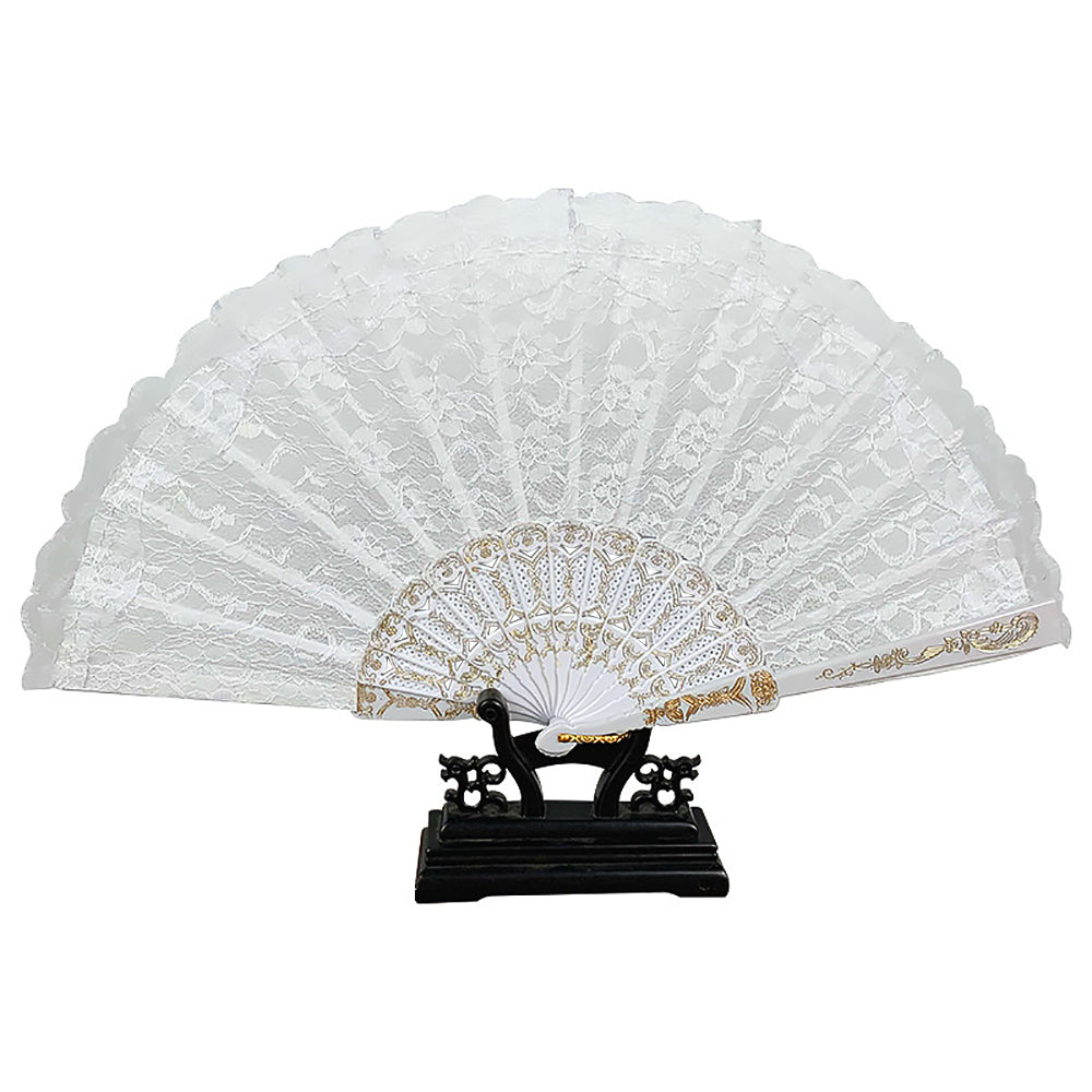 Chinese Lace Dance Fan in Classical Wing Chun Style with Bamboo Frame-3