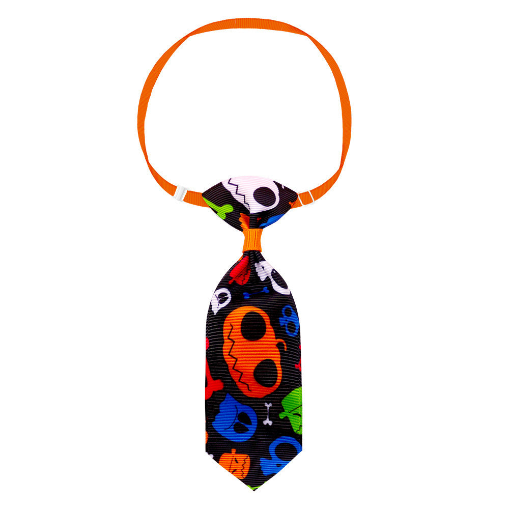 Pet Halloween Tie Set for Cats and Small Dogs with Pumpkin Skull Ghost Patterns-10