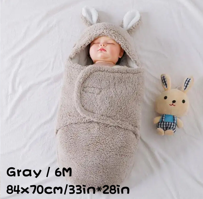 Super Soft Baby Sleeping Bag Fluffy Fleece Swaddle Blankets Unisex Baby Wrap