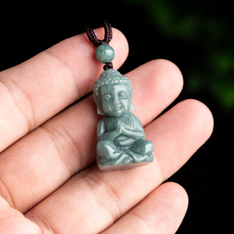 Jade Blue Water 3D Buddha Pendant