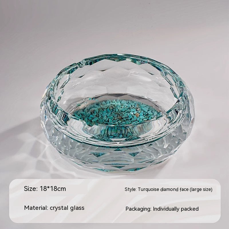 Hochwertiges türkisfarbenes Kristallglasaschebecher