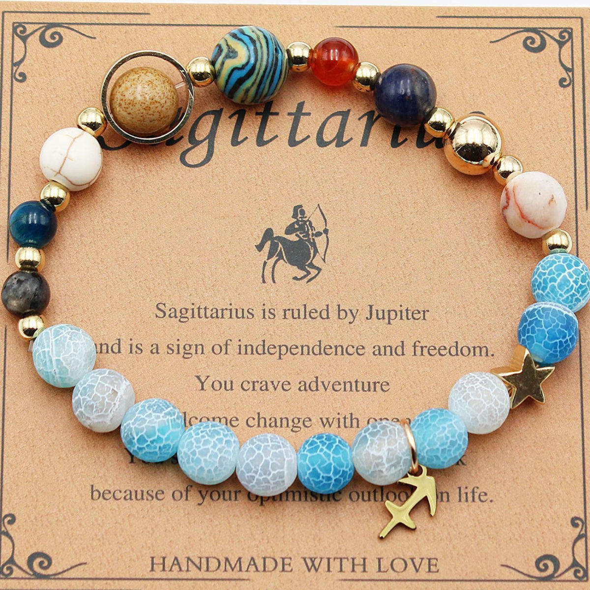 Zodiac Bracelet with Natural Agate & Shoushan Stone 12 Constellations-34