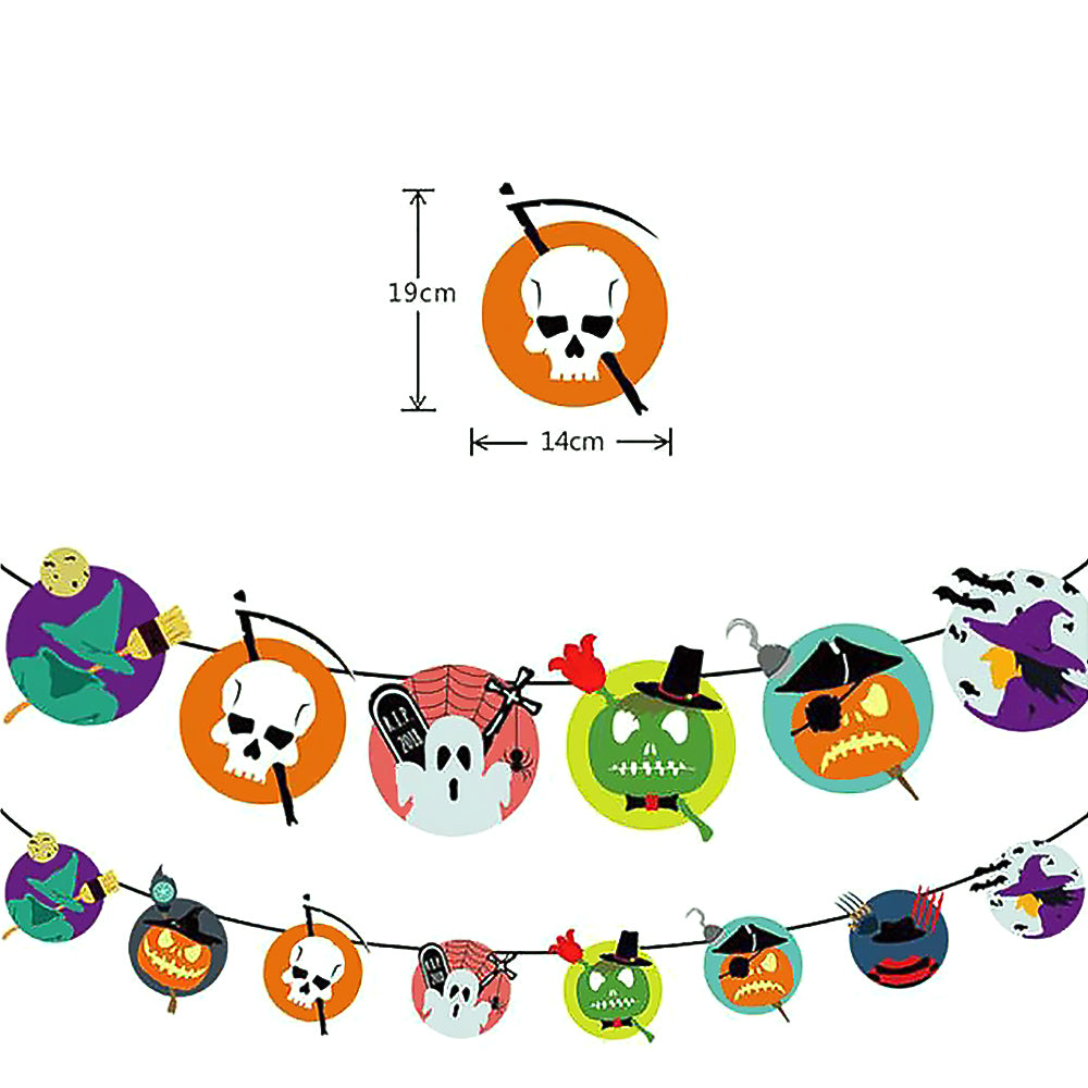 Halloween Bunting Banner Party Decorations with Bat Ghost Witch Pumpkin Cat Designs-6