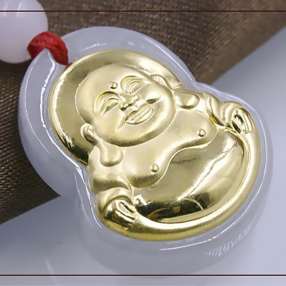 Gold Inlaid Jade Pendant