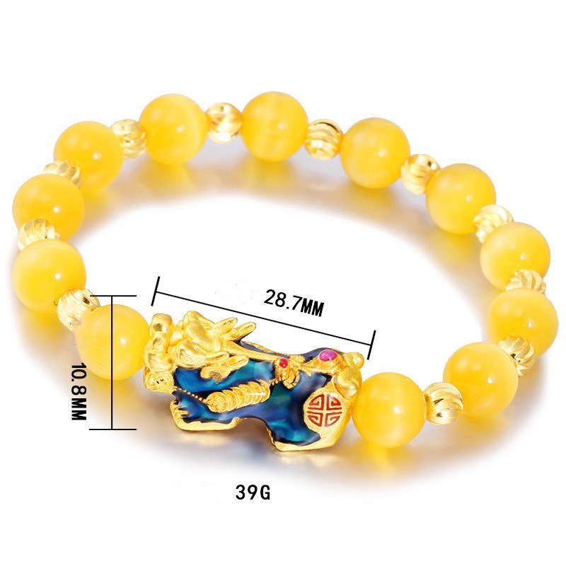 Sand Gold Color Changing Pixiu Yellow Cat's Eye Stone Bracelet