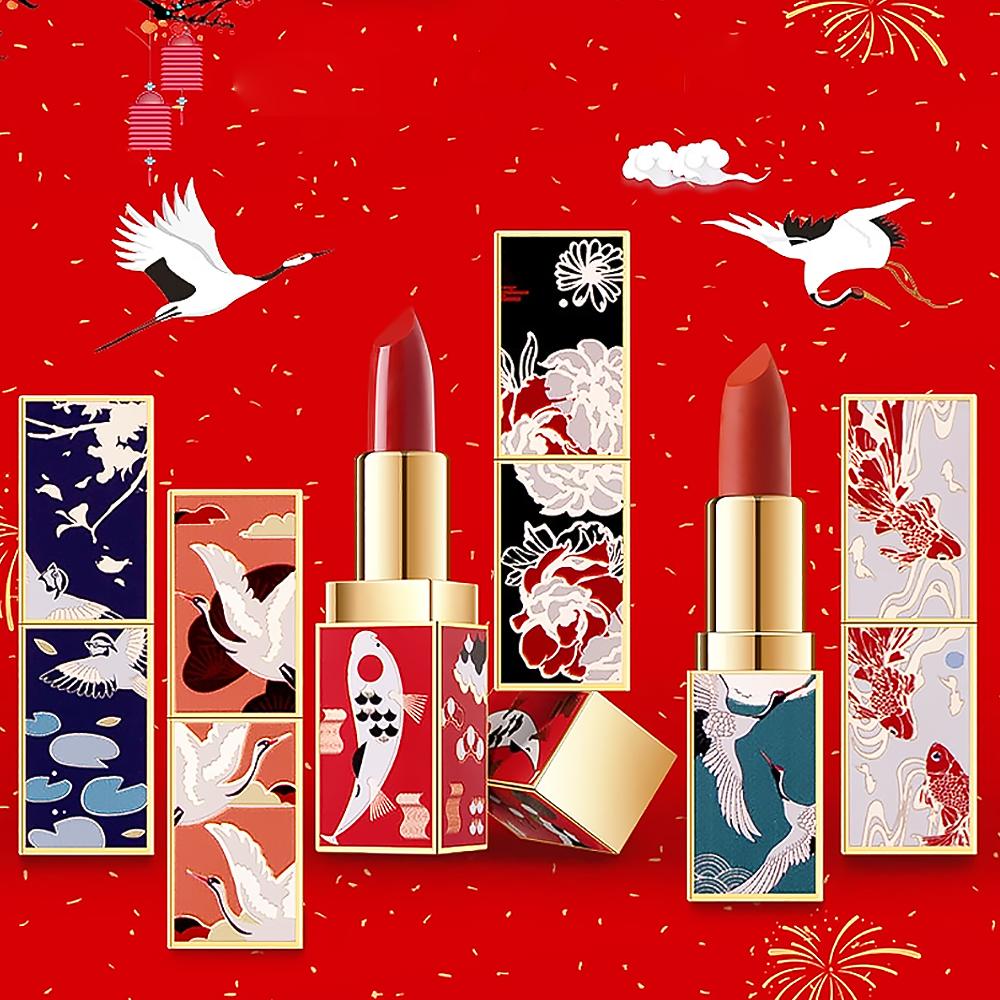 Heart Chinese Style Lipstick Set 6 Lucky Shades Gift Box for Women-2