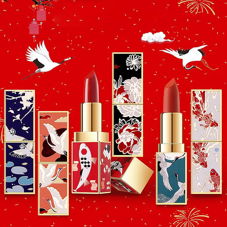 Heart Chinese Style Lipstick Set 6 Lucky Shades Gift Box for Women-2