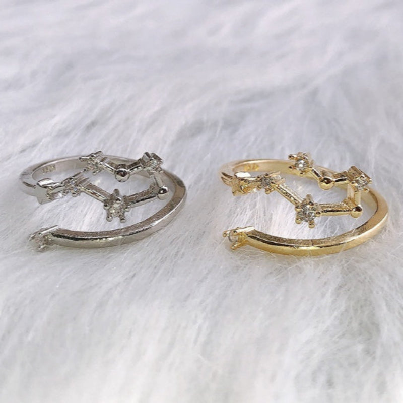 Zodiac Star Ring for Women – Adjustable Astrological Jewelry Gift
