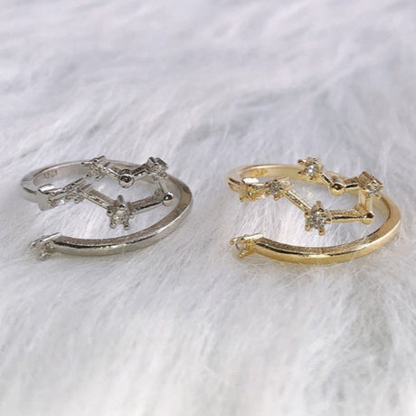 Zodiac Star Ring for Women – Adjustable Astrological Jewelry Gift