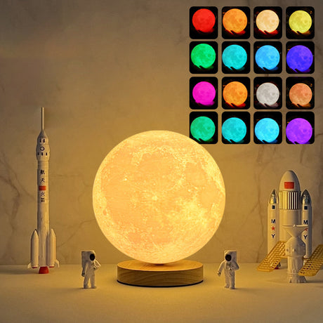 Kreative 3D magnetische rotierende Mondlampe 3 Farbe Lunar Nachtlicht Zimmer Dekor