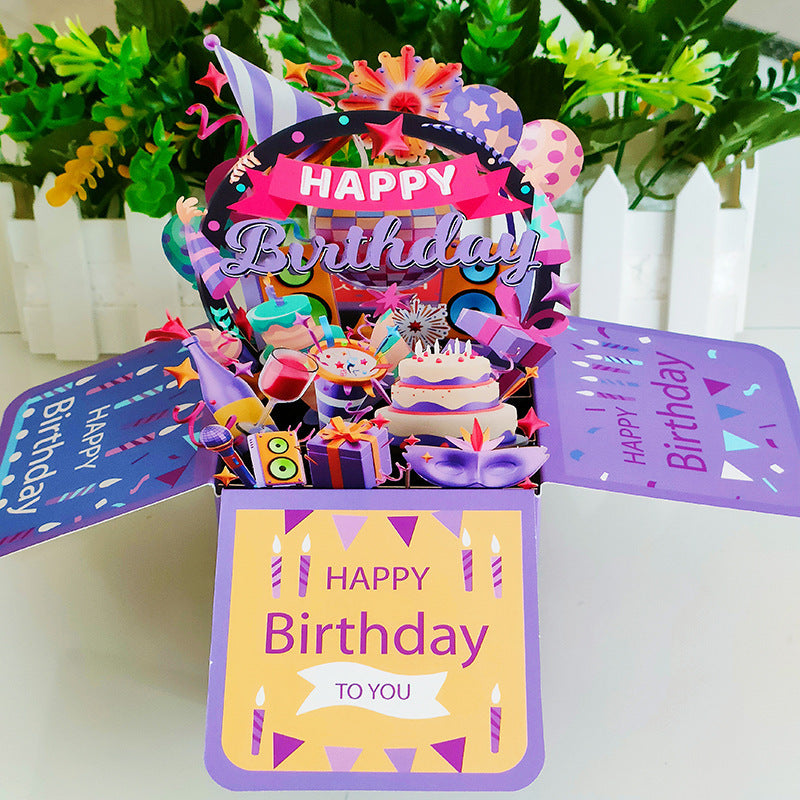 Creative Handmade Colorful Happy Birthday Stereoscopic Greeting Cards