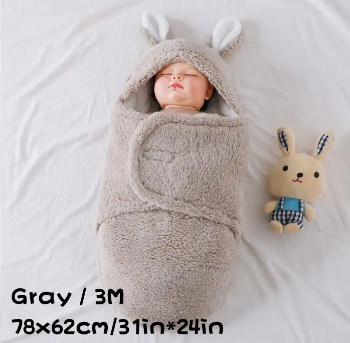 Super Soft Baby Sleeping Bag Fluffy Fleece Swaddle Blankets Unisex Baby Wrap