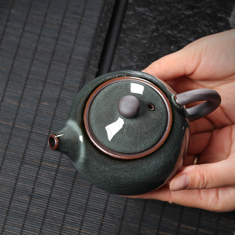 Ceramic Teapot Glossy Ice Cracked Handmade Brewing Teapot