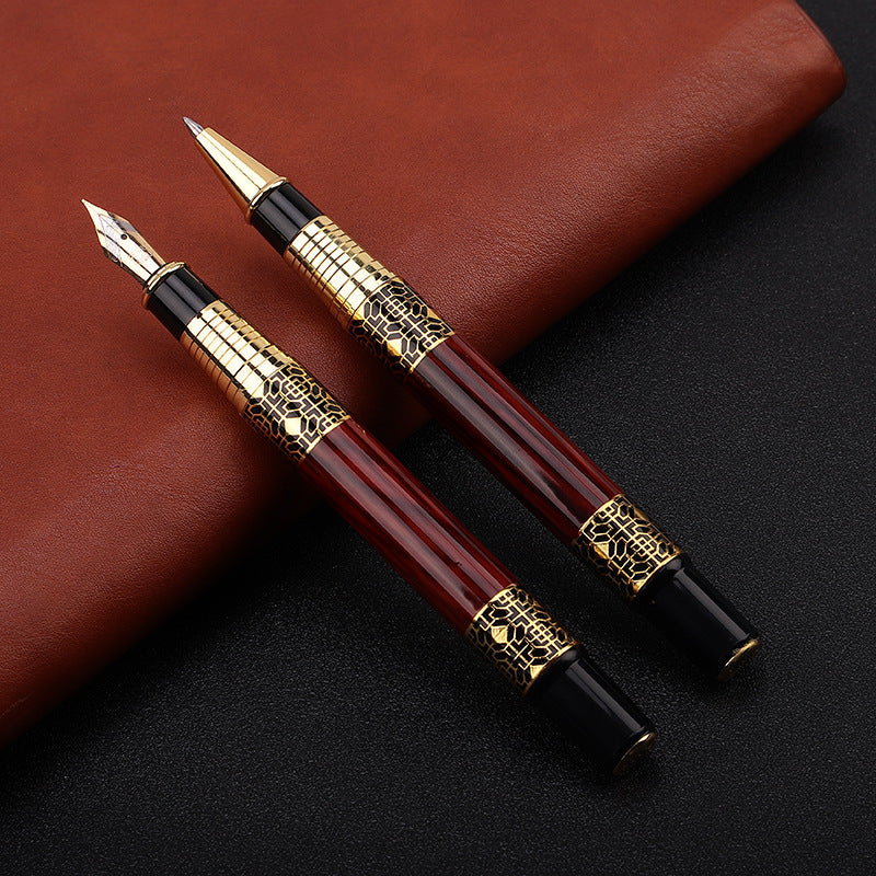 ImitationMahogany Metal Wood Grain Fountain Pen