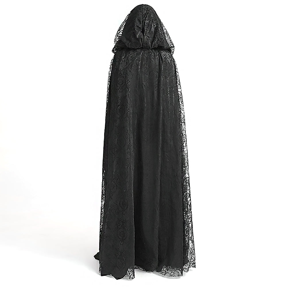 Halloween Lace Cape Long Gothic Witch Costume Cloak for Women-4