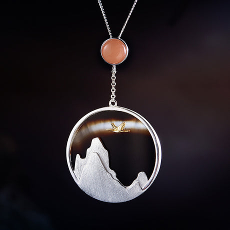 Mondstein -Sterling -Silber -Halskette