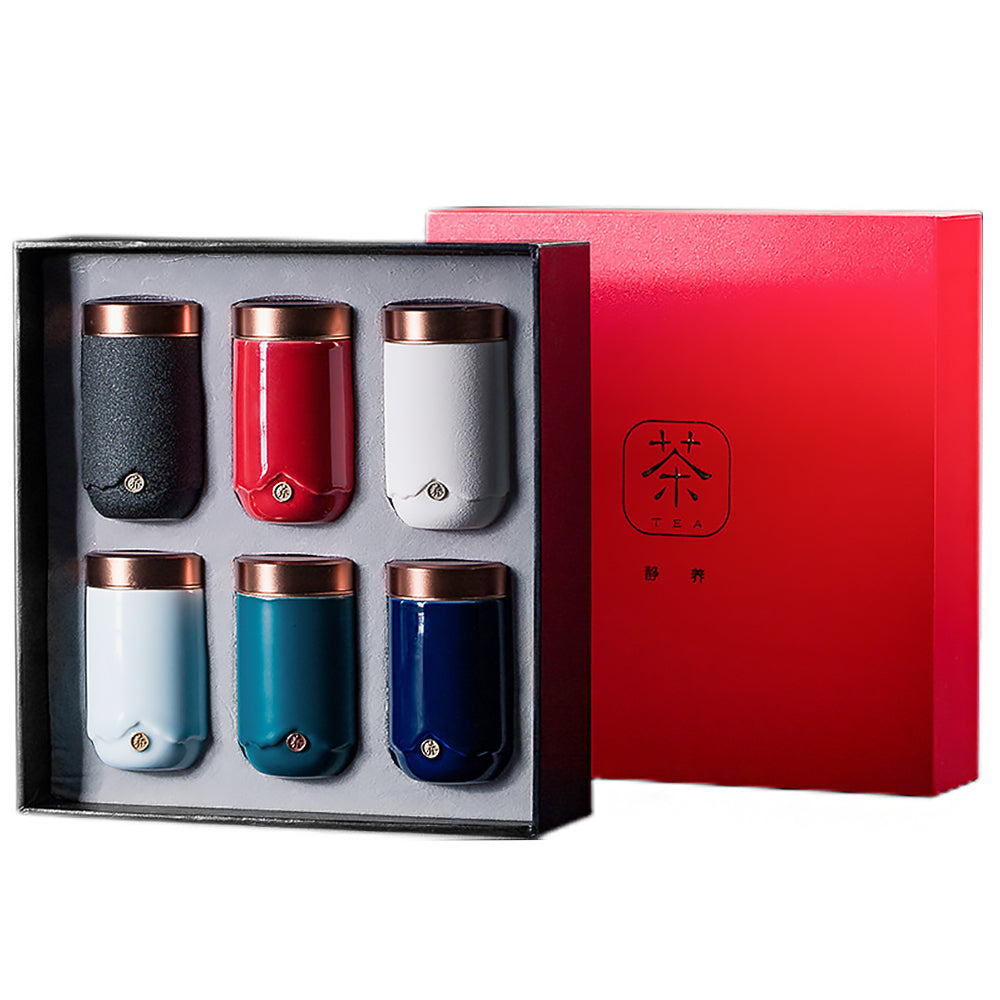 High End Ceramic Mini Tea Caddy Gift Box Porcelain Storage Jar-3