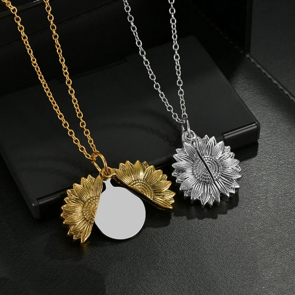 Personalized Engrave Name Date Sun Flower Necklace Fashion Custom Jewelry Gifts