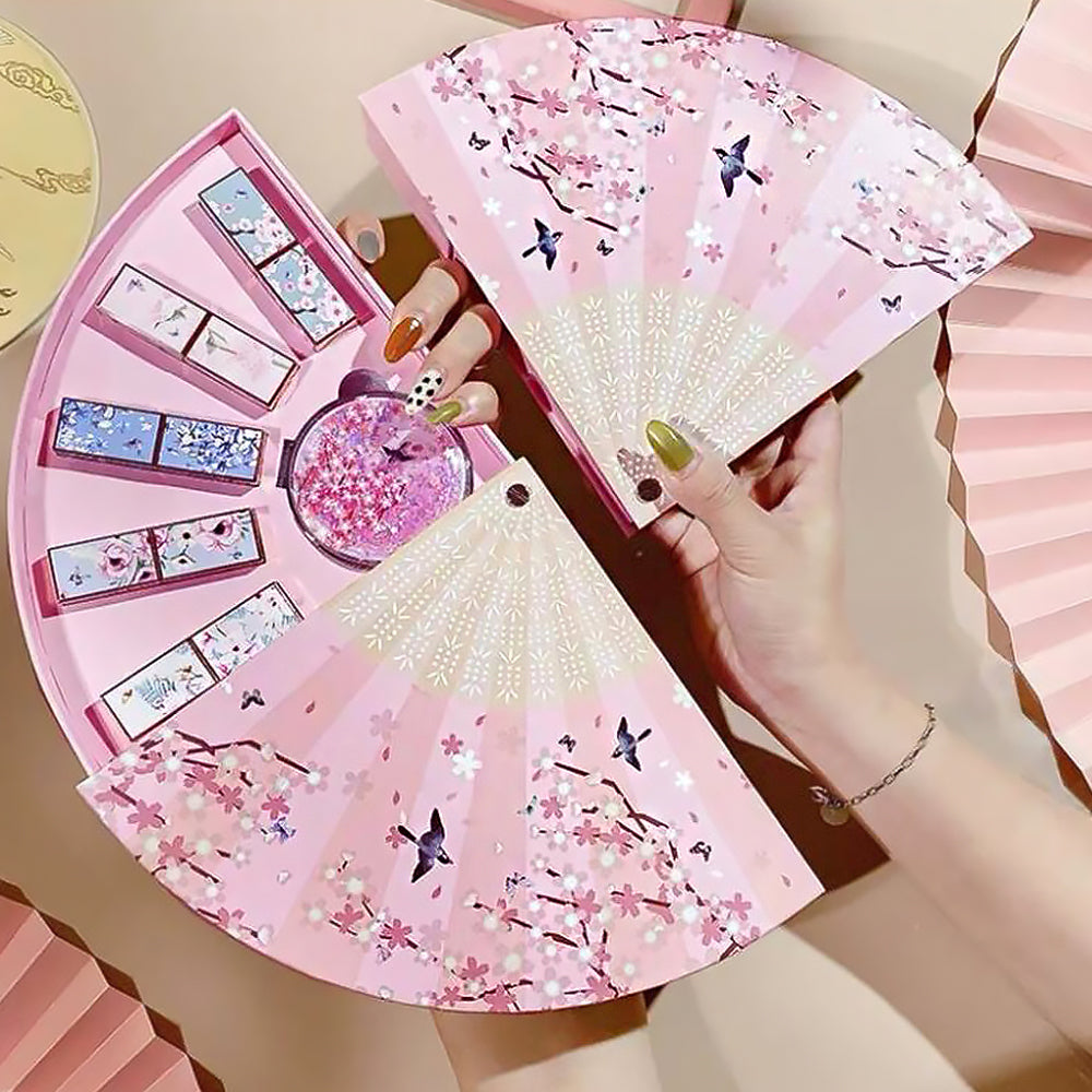 Pink Flower Series Fan-Shaped Lipstick Set Gift Box-1